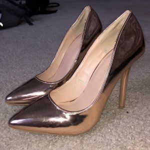 Rose gold pointed toe heels